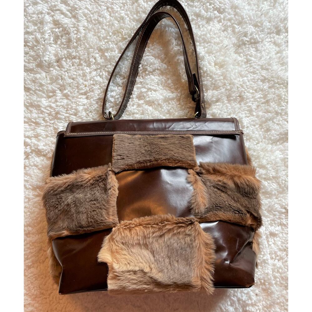 Vintage Rabbit fur purse with straps EUC